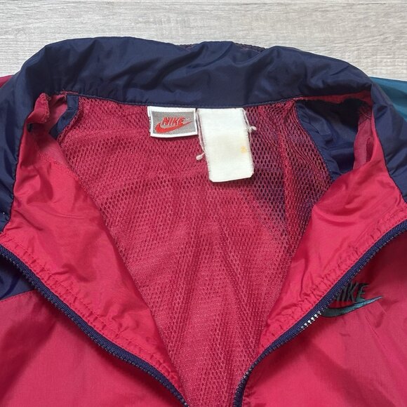 Vintage 90s Nike Colorblock Windbreaker Coat Track Jacket Adult L/XL Half Zip - Picture 7 of 10
